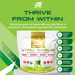 Close-up of Vital Shield powder texture in a scoop