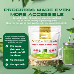 Greens blend featuring spinach, spirulina, turmeric, and MCT oil