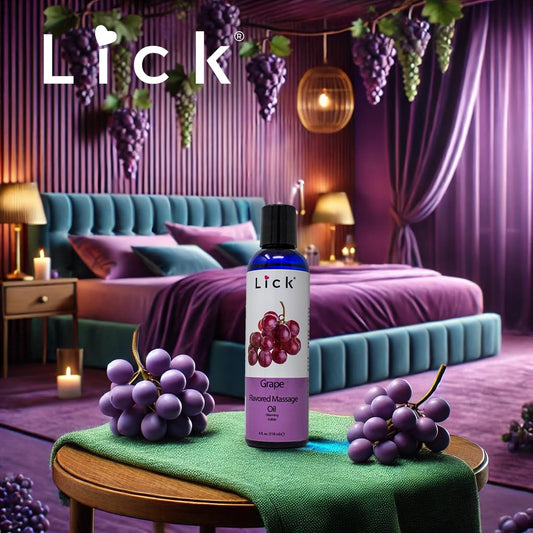Ingredients: grape flavored massage oil with vitamin E, sweet almond oil, coconut oil