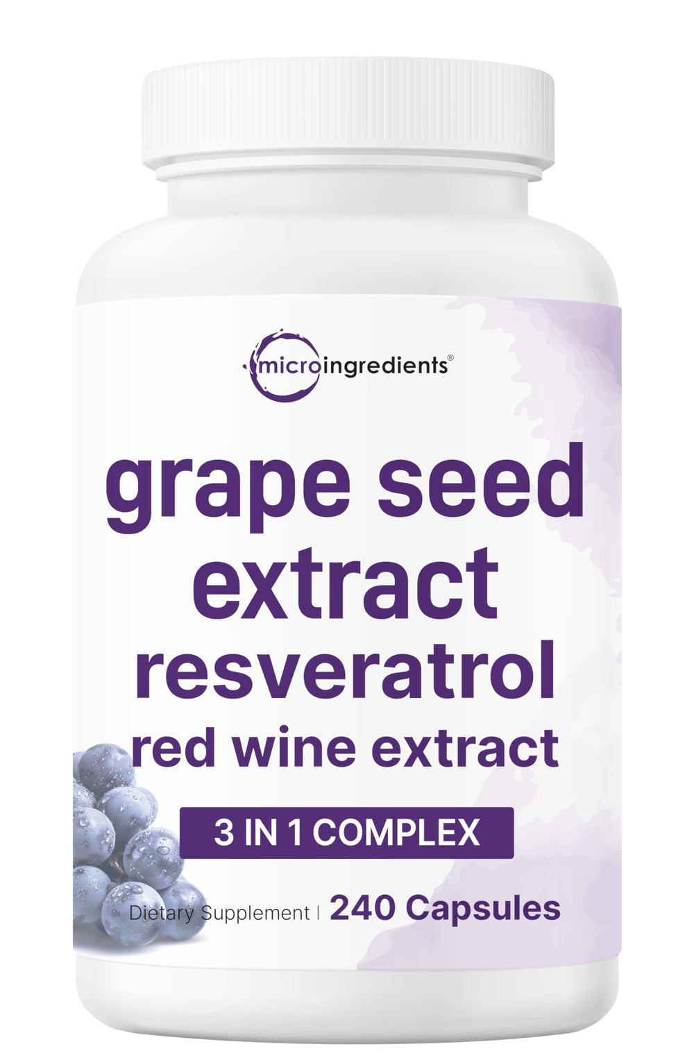 Front view of Micro Ingredients Grape Seed Extract bottle