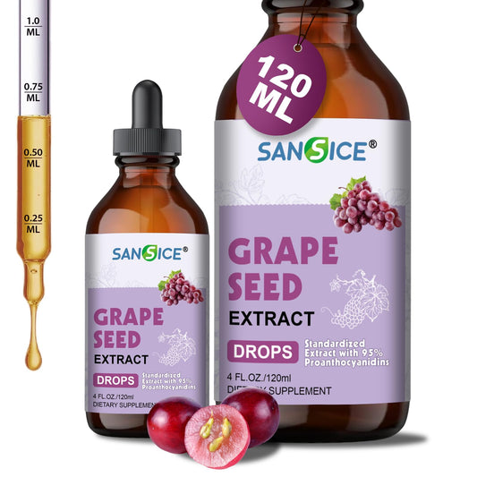 Grape seed extract liquid drops bottle close-up