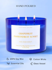 Candle on a tropical-themed surface with bright lighting