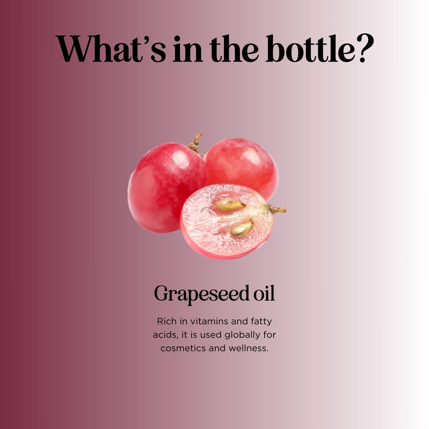 Ingredients panel of grapeseed oil
