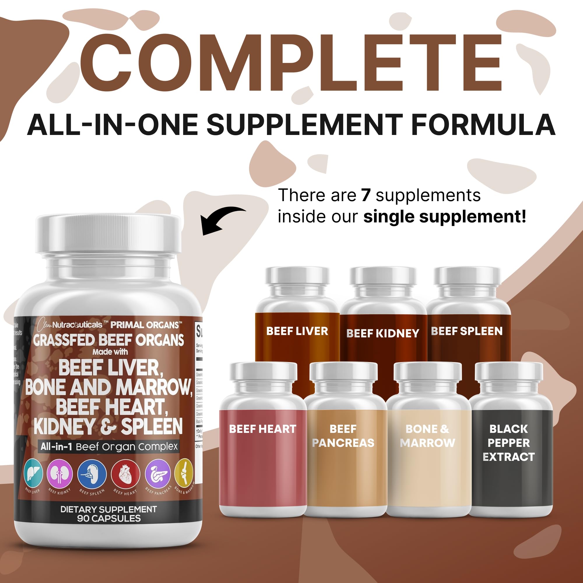 Desiccated beef liver and organ blend capsules