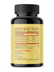 Supplement facts label for LGS Grass Fed Bison Organ Supplement
