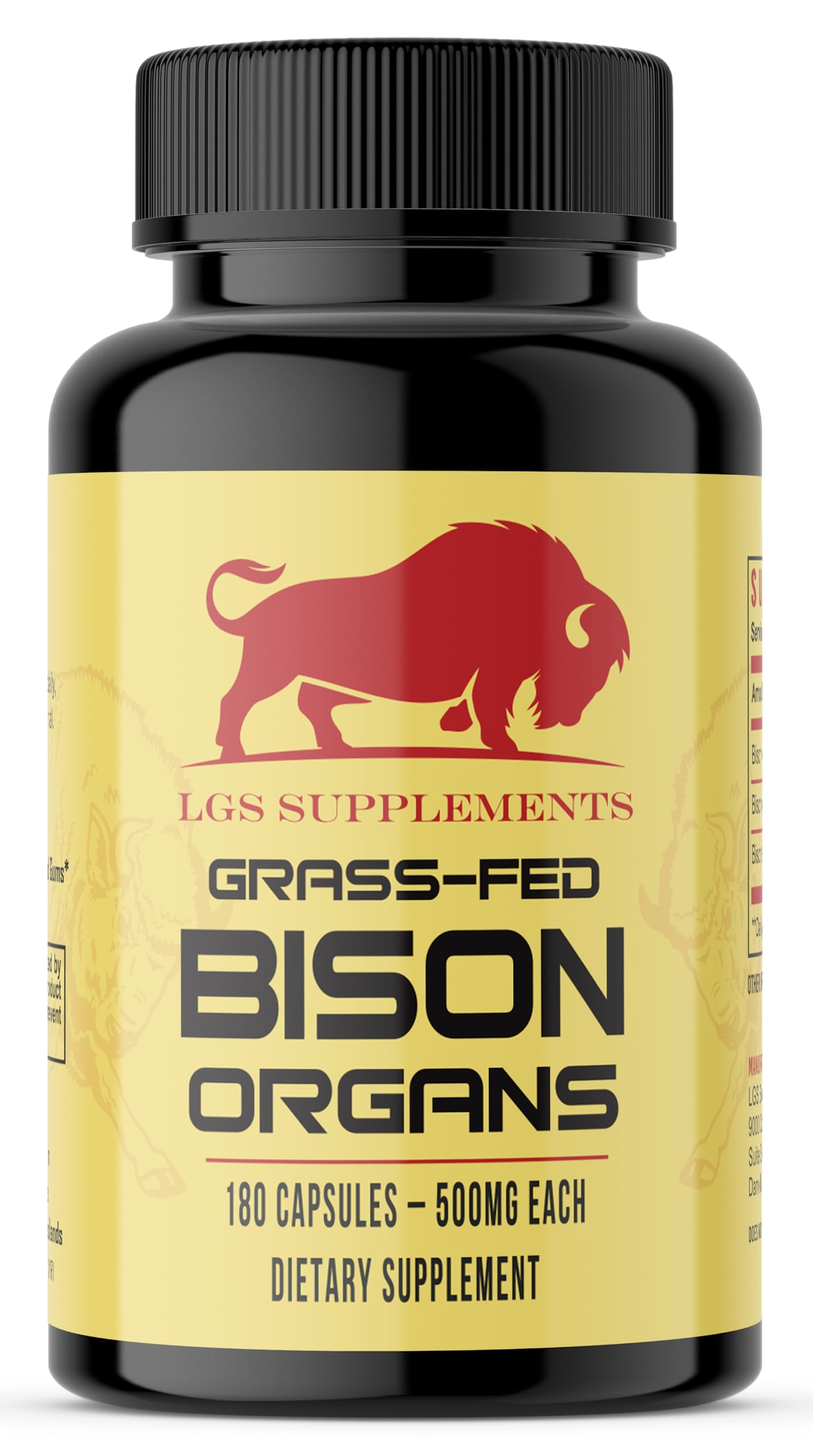 Front packaging of LGS Grass Fed Bison Organ Supplement