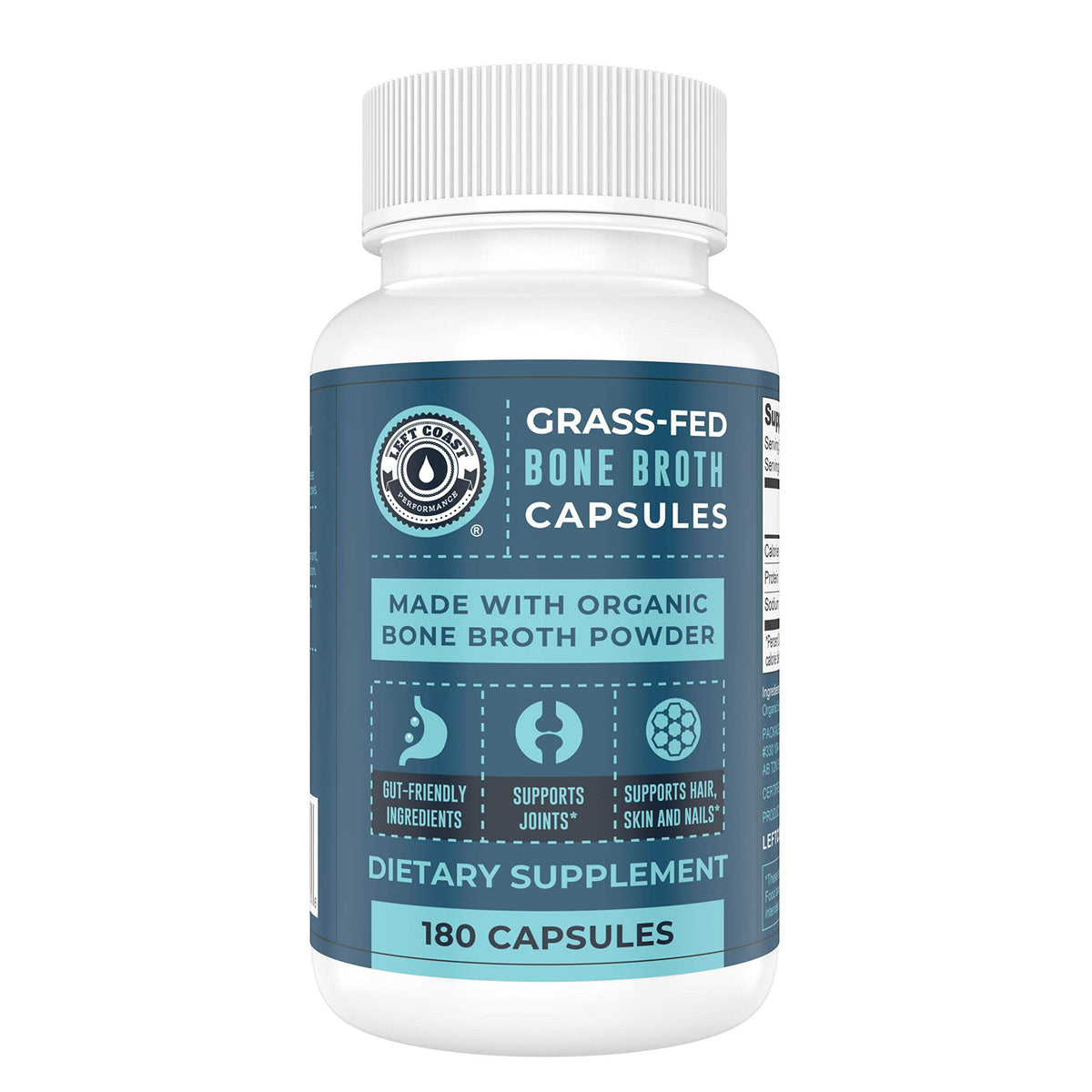 Bottle of grass-fed bone broth capsules