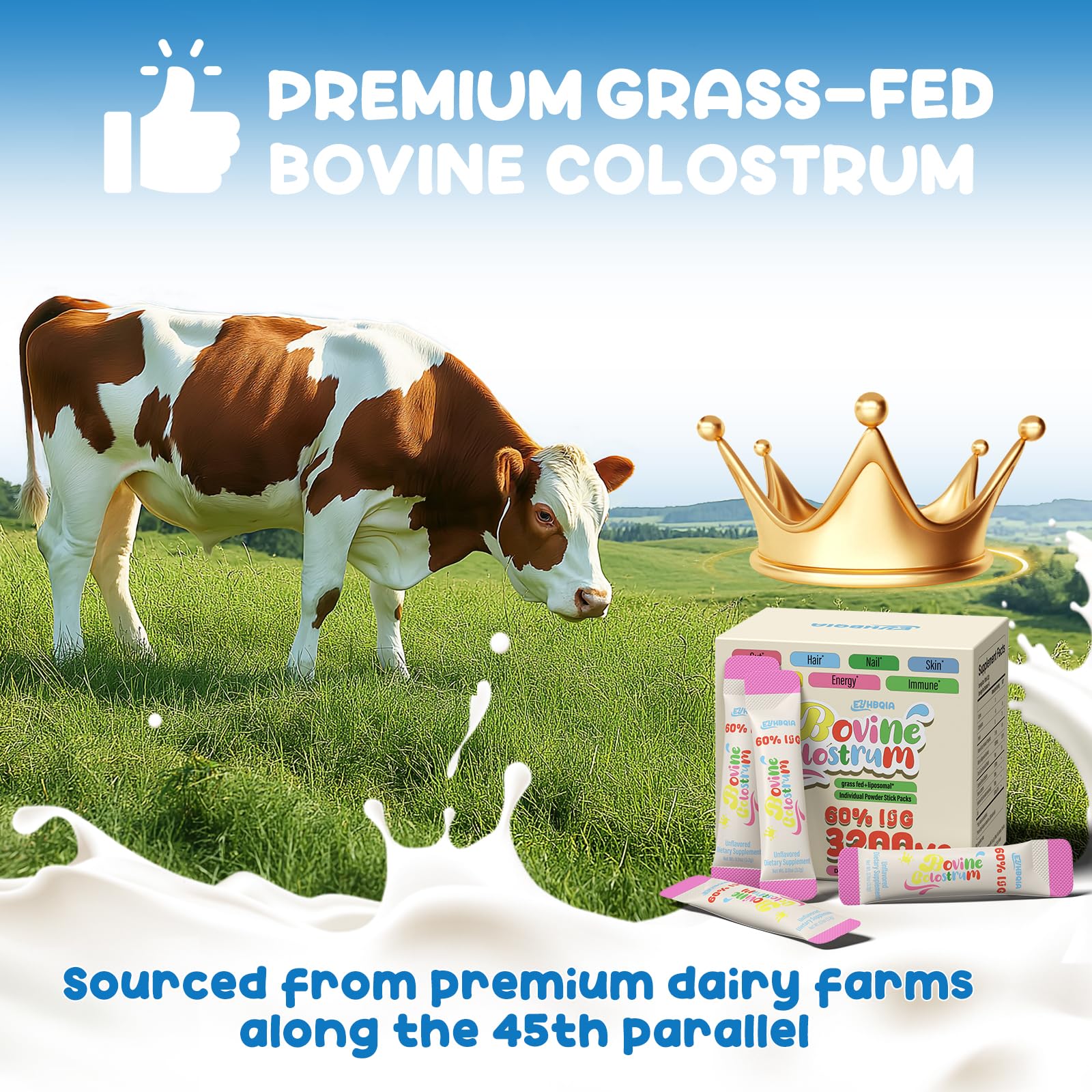 Grass-fed bovine colostrum packaging