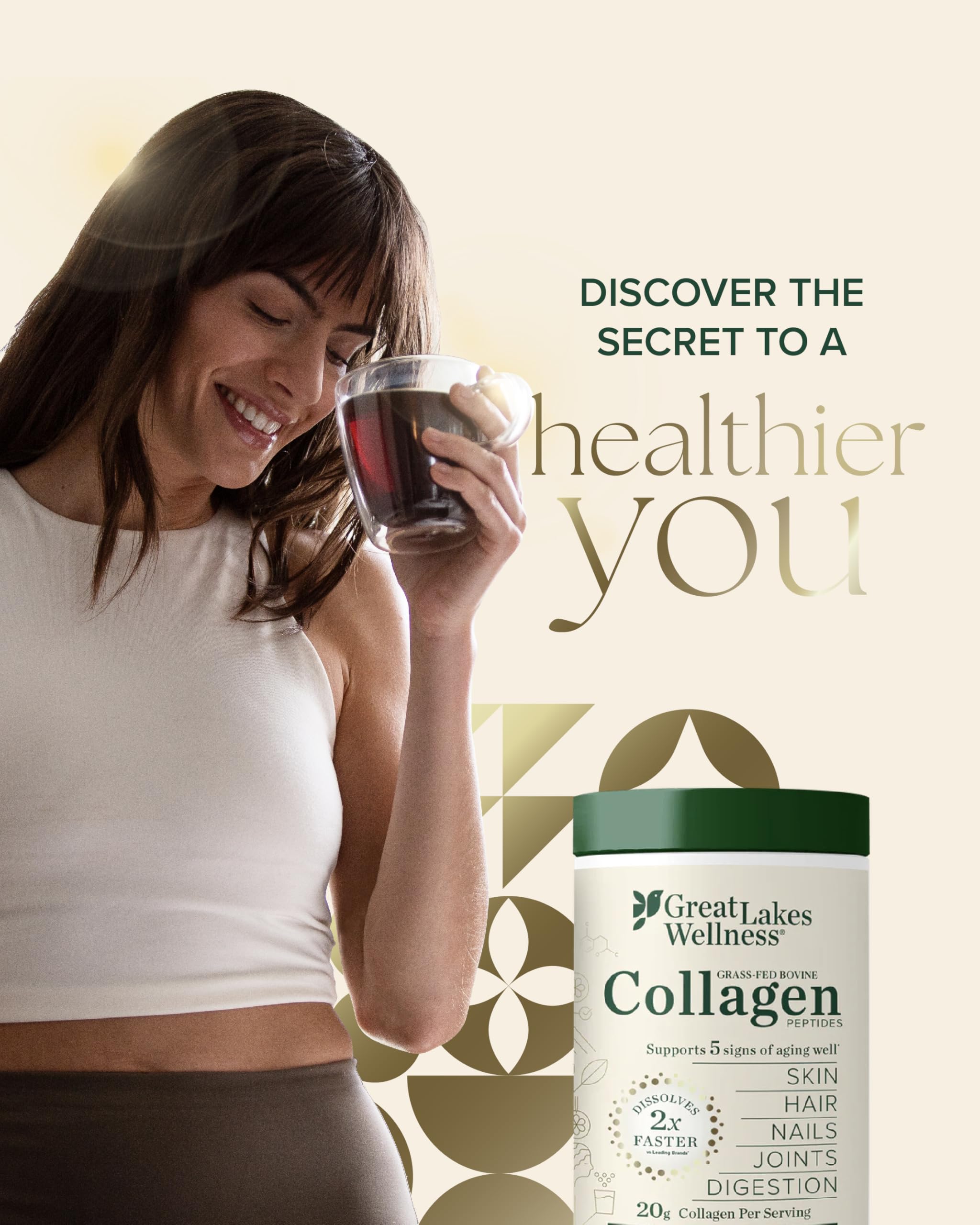 Grass-fed collagen supporting healthy skin, hair, nails