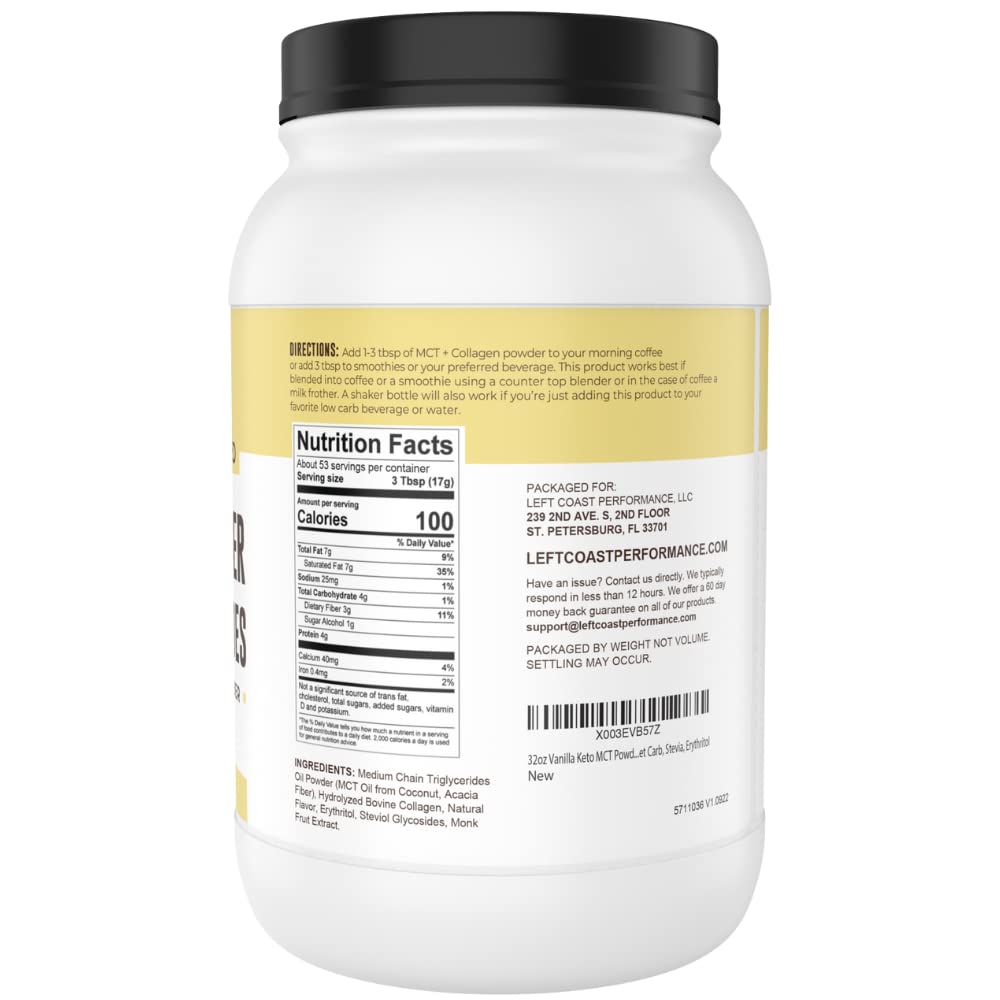 Grass-fed collagen peptides included in the MCT powder