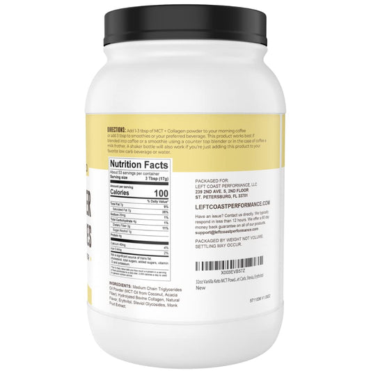 Grass-fed collagen peptides included in the MCT powder