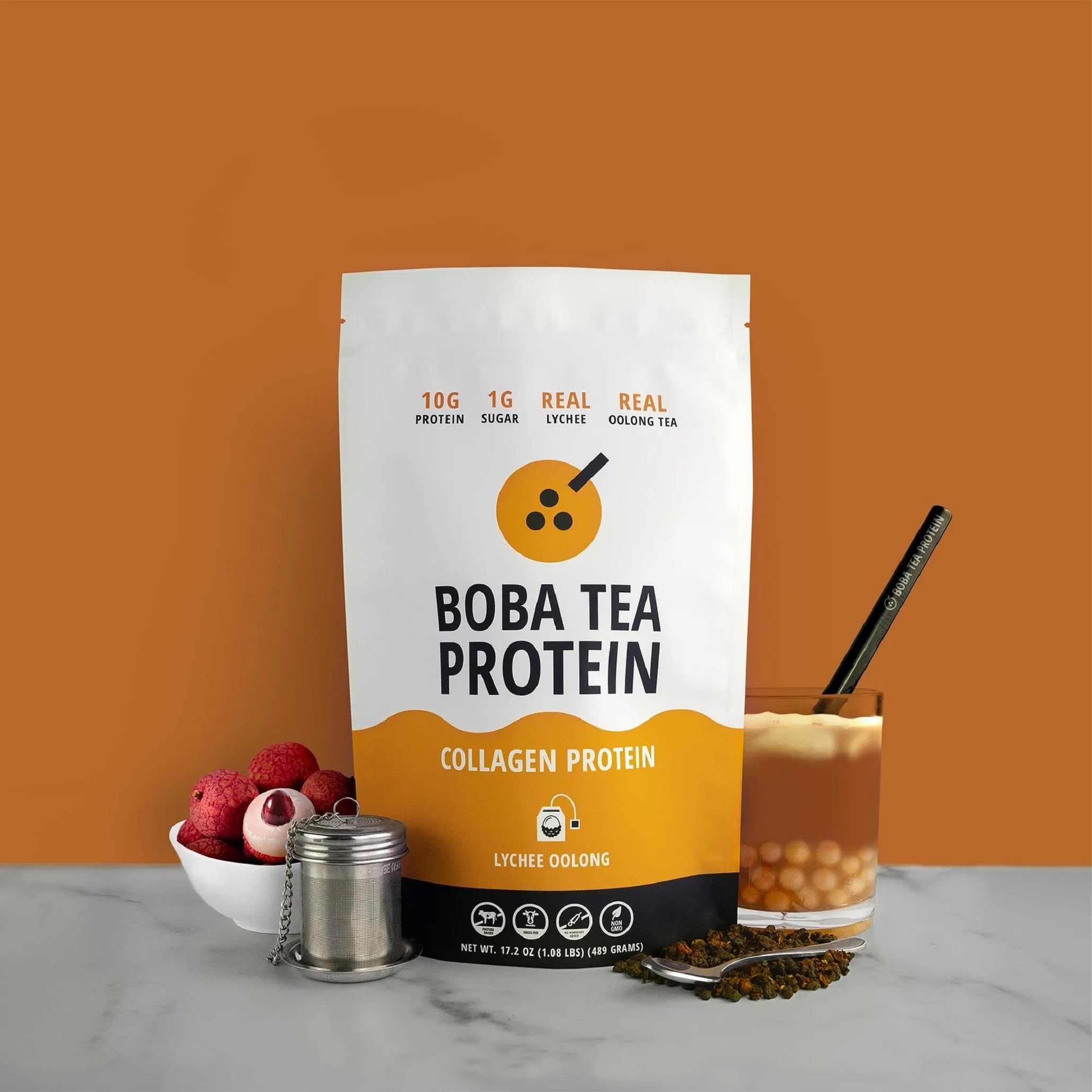 Grass-fed hydrolyzed bovine collagen powder in jar