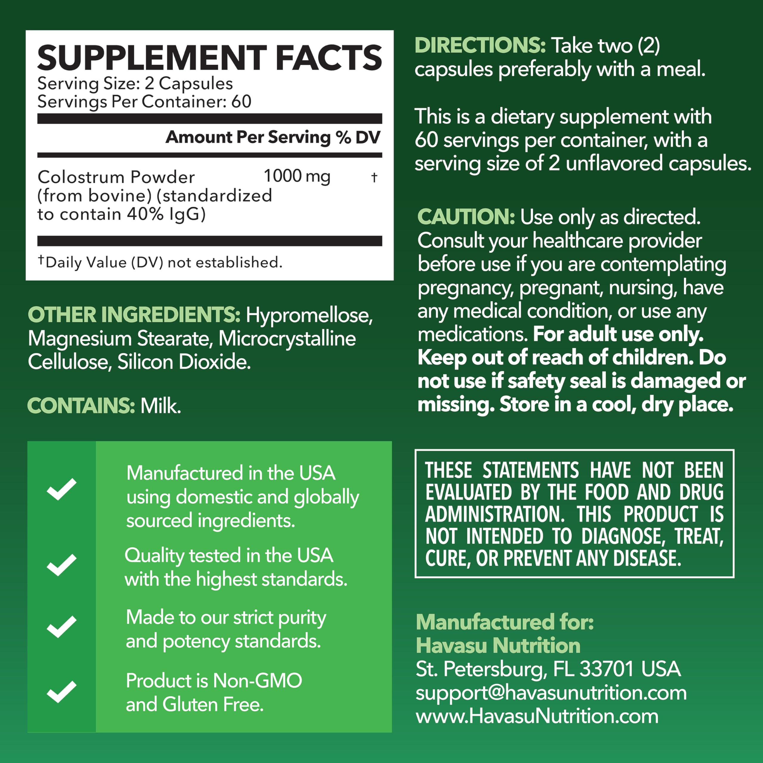 Close-up of two grass fed colostrum capsules
