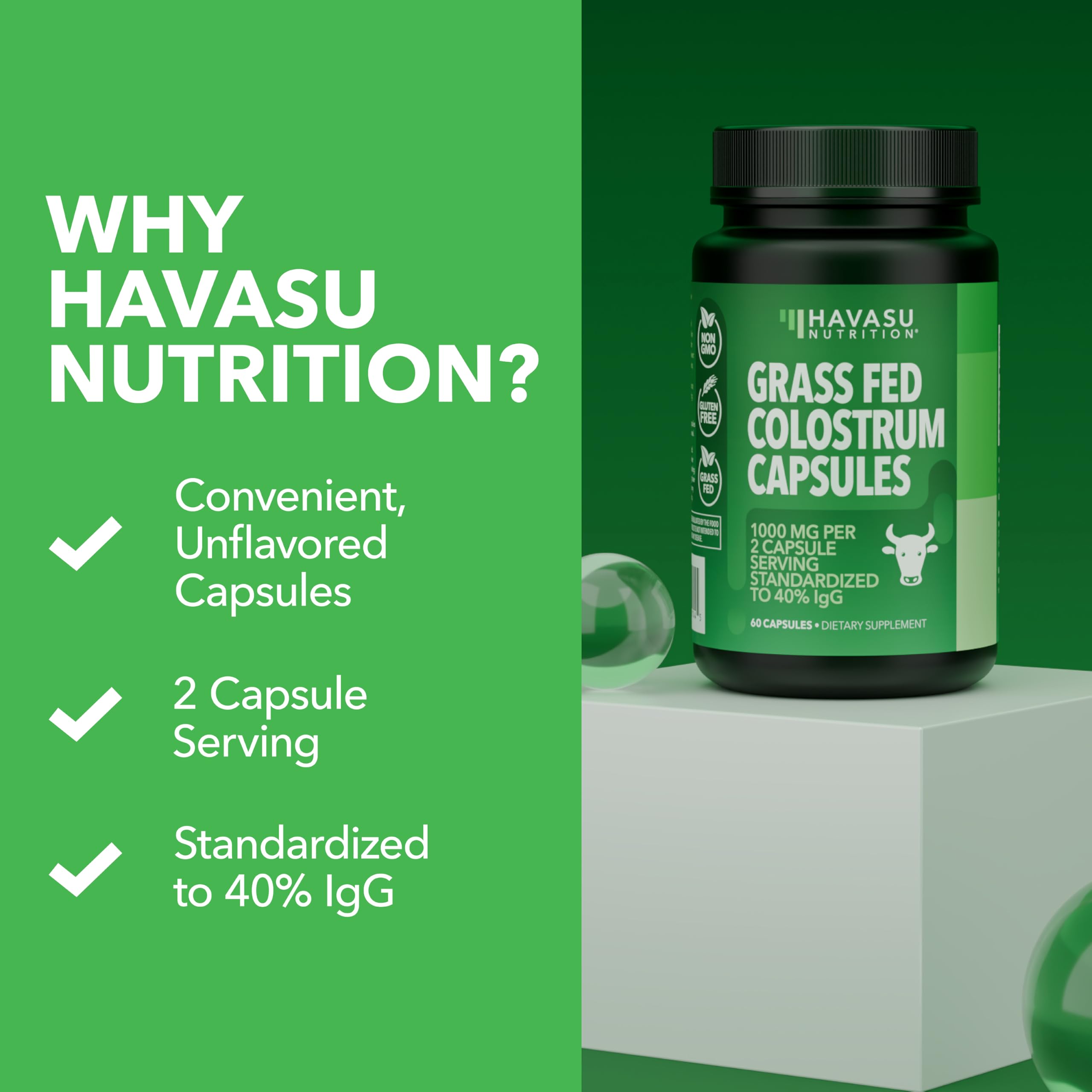 Nutrition facts and ingredients panel for colostrum capsules