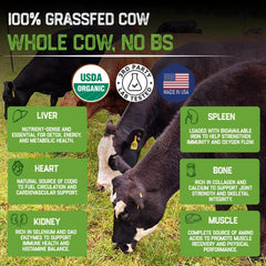USDA Organic label on Grassfat beef organ supplement