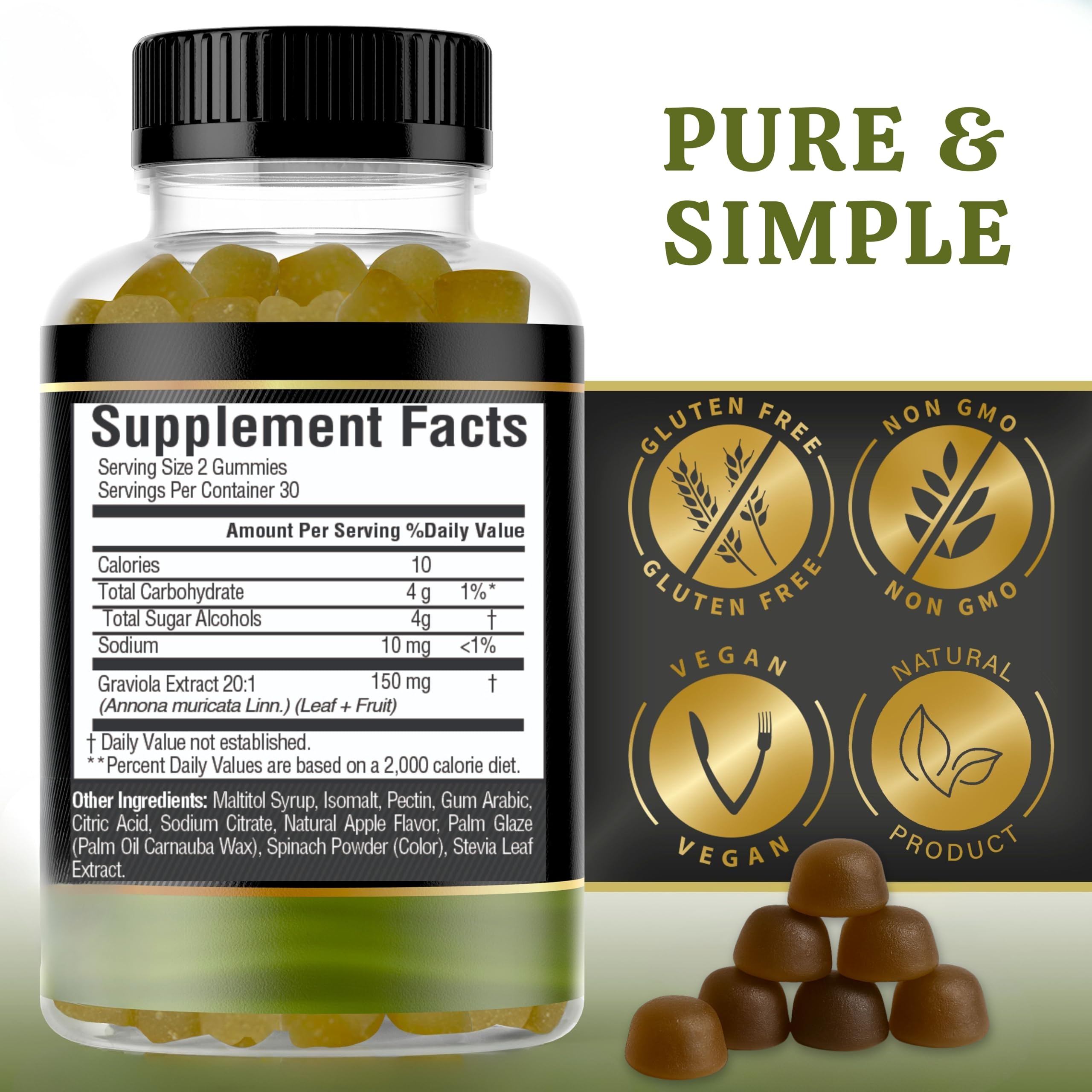 Gummy vitamins with graviola extract 3000mg per serving