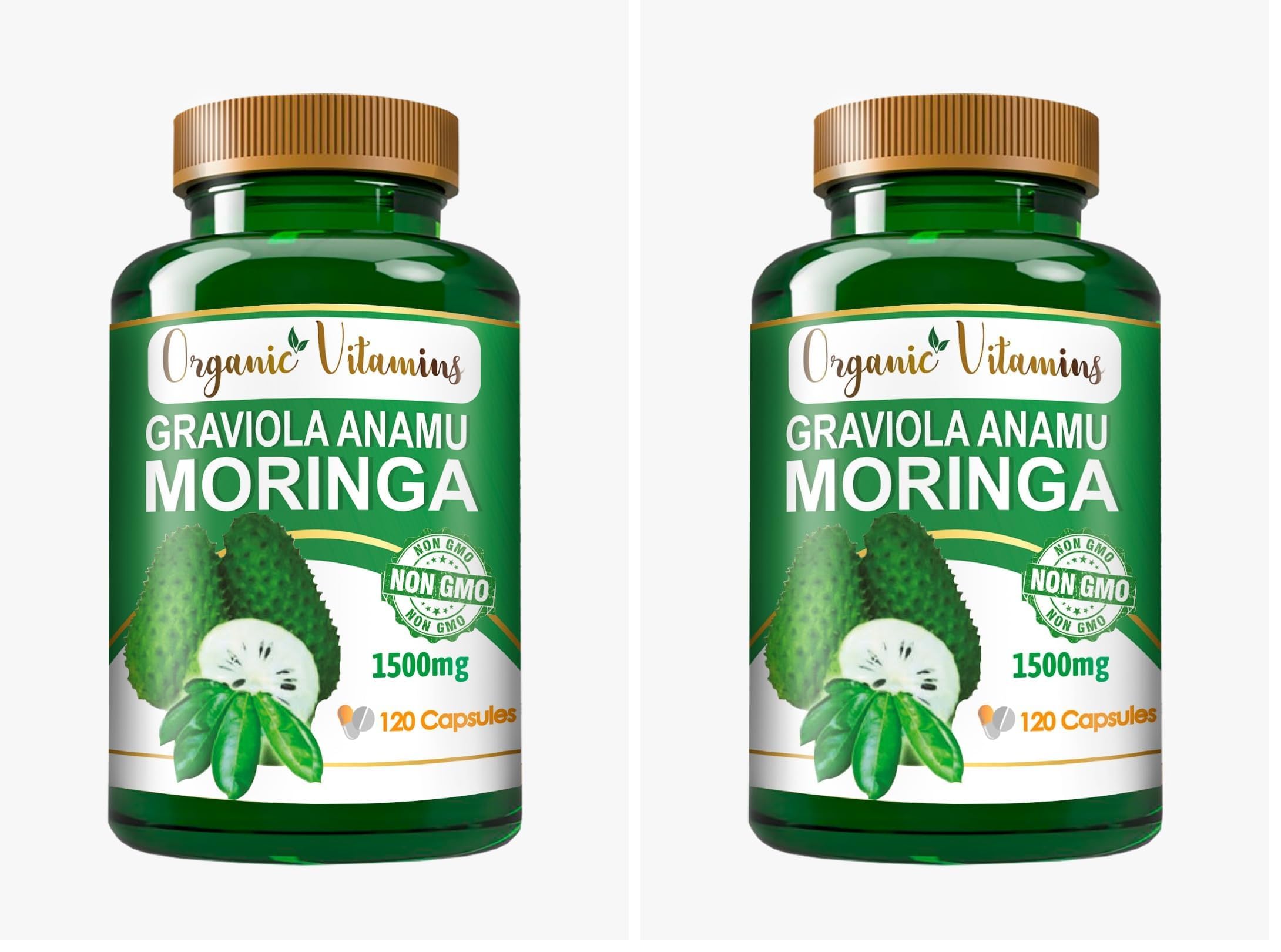 Graviola Soursop green superfood capsules with 120 capsules per pack (Pack of 2)