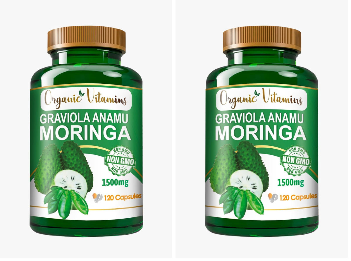 Graviola Soursop green superfood capsules with 120 capsules per pack (Pack of 2)