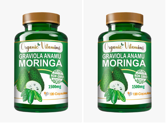 Graviola Soursop green superfood capsules with 120 capsules per pack (Pack of 2)