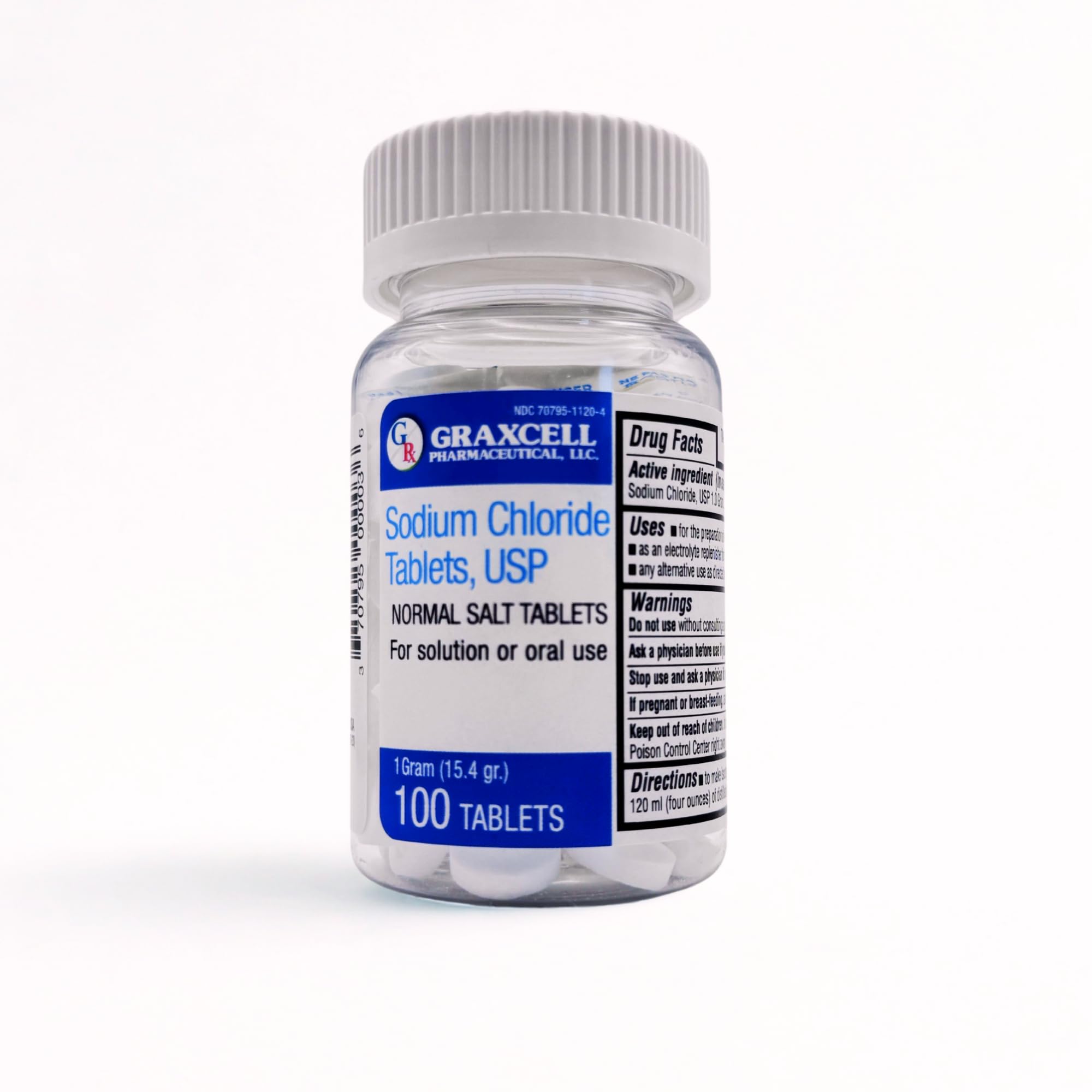 Graxcell 1g sodium chloride tablets bottle label
