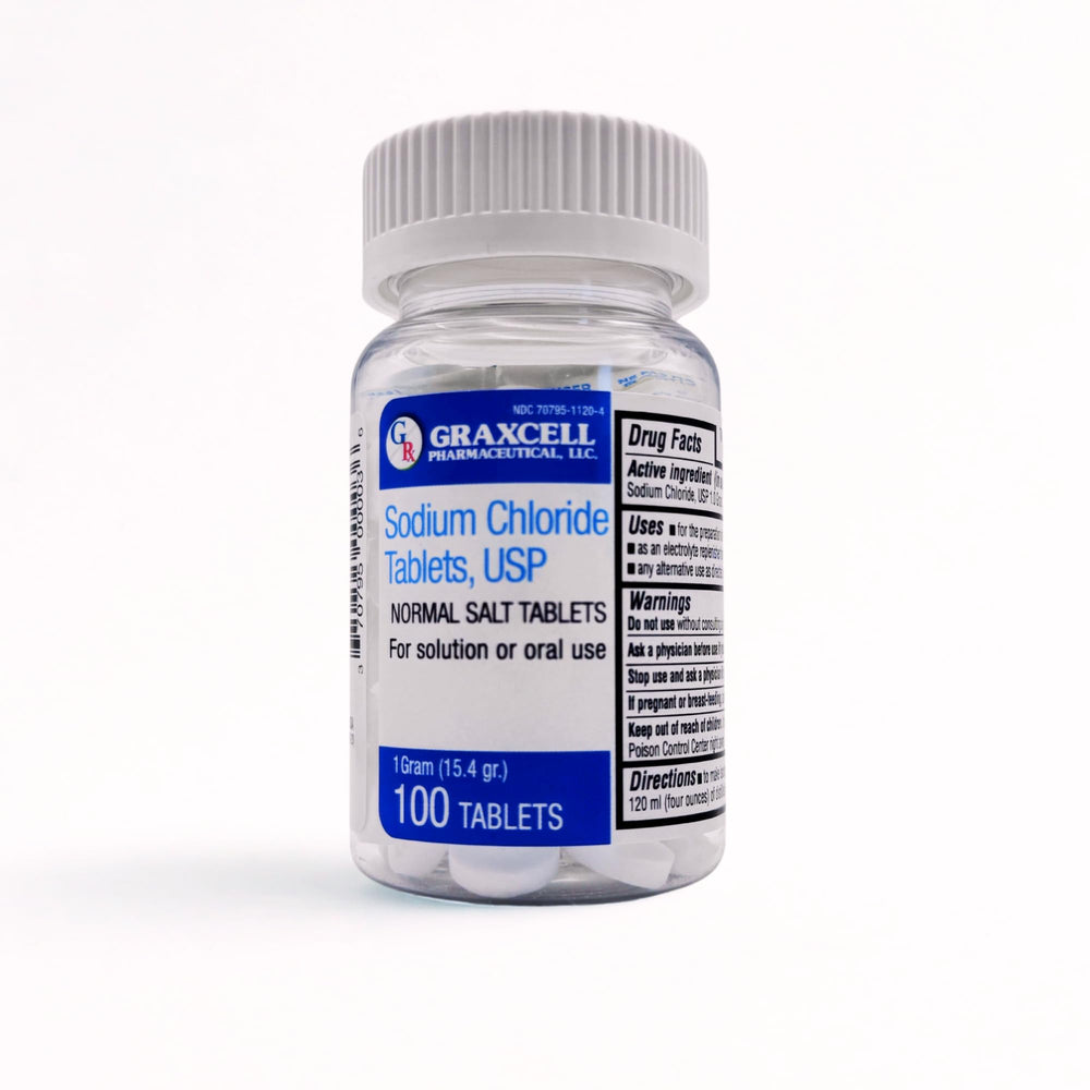 Graxcell 1g sodium chloride tablets bottle label