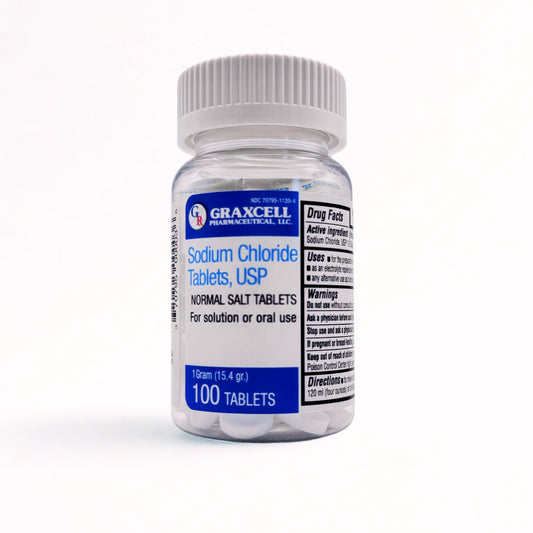 Graxcell 1g sodium chloride tablets bottle label