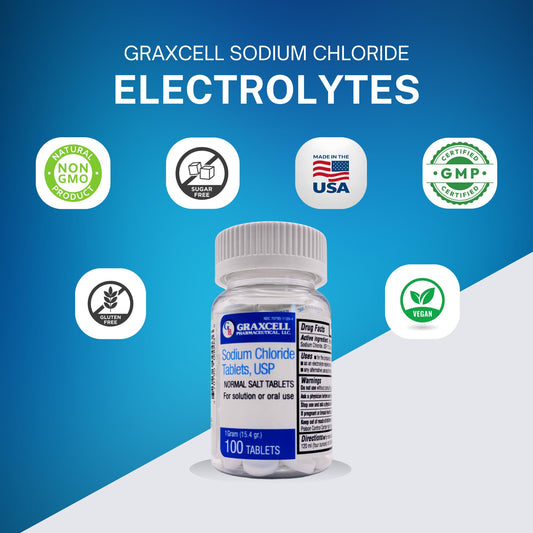 Close-up of Graxcell 1g sodium chloride tablets