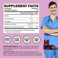 L-Glutamine gummies ingredients with magnesium glycinate label