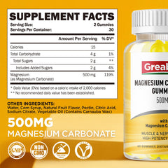 Close-up of 500mg elemental magnesium on label