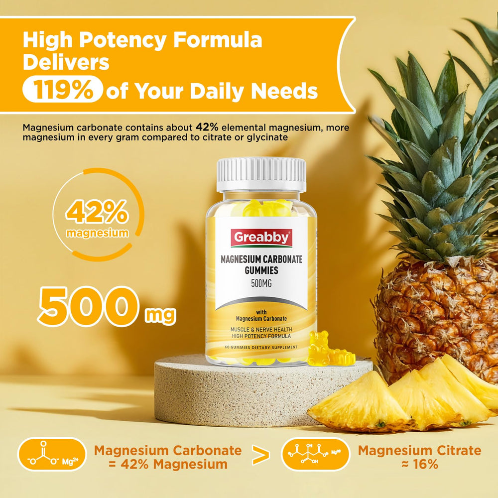 Pineapple-flavored GREABBY Magnesium Carbonate Gummies