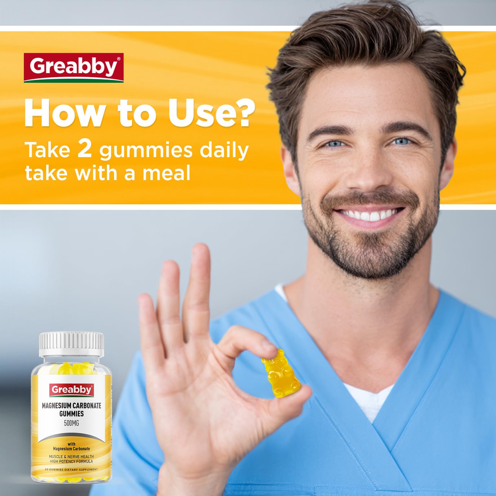 Serving and packaging of GREABBY magnesium gummies