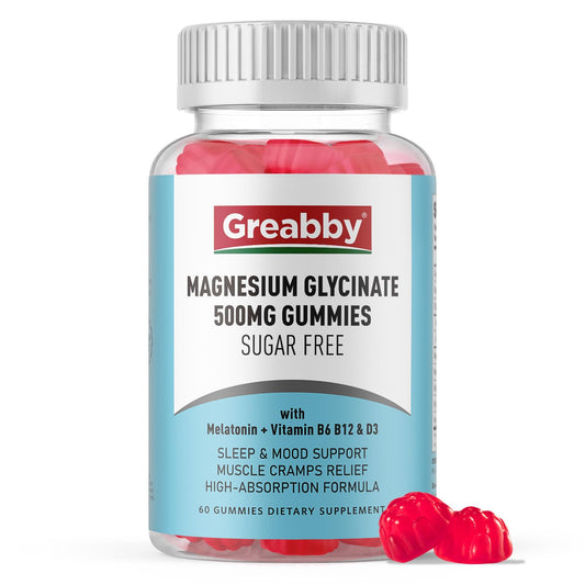 Greabby Magnesium Glycinate Gummies 500mg bottle – front label