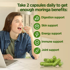 Ingredients label highlighting Moringa leaf extract 10:1