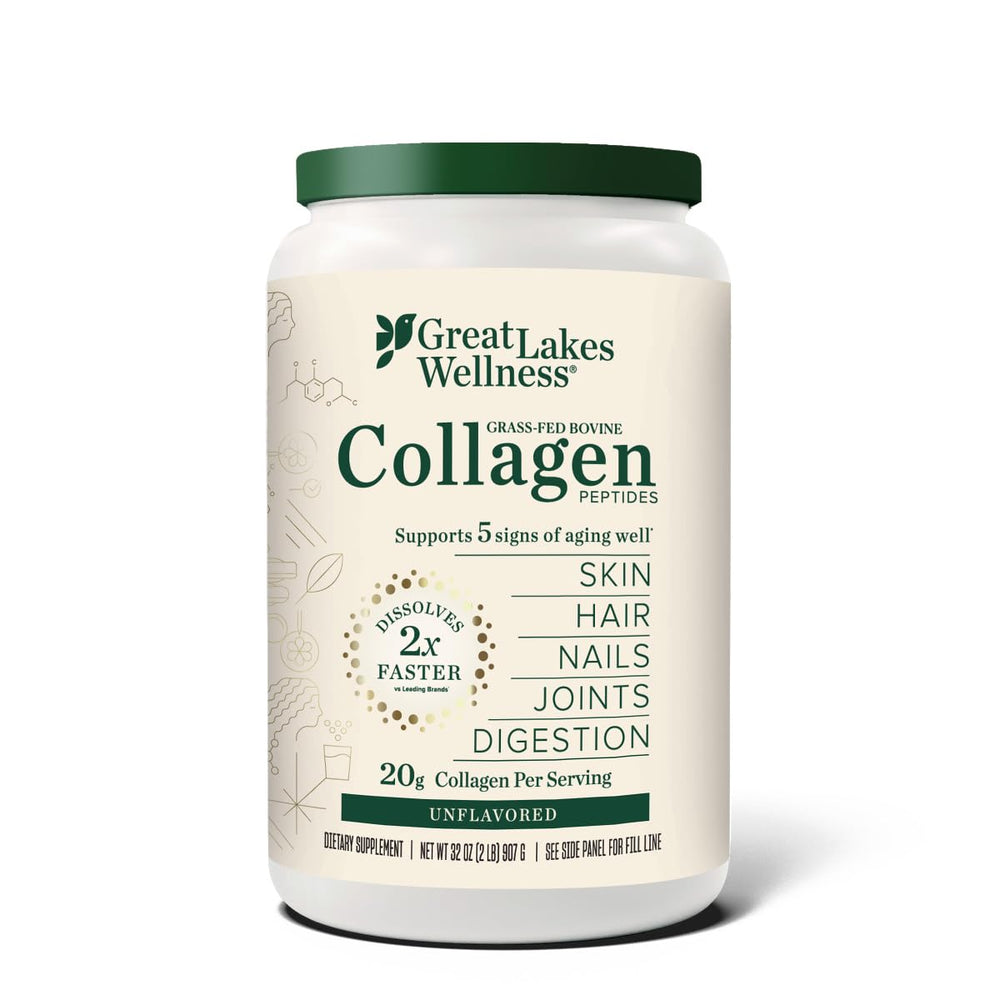 Great Lakes Wellness Bovine Collagen Peptides powder canister front view