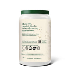 Unflavored collagen powder being measured with a scoop