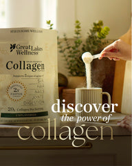 Collagen powder dissolving in a glass of water