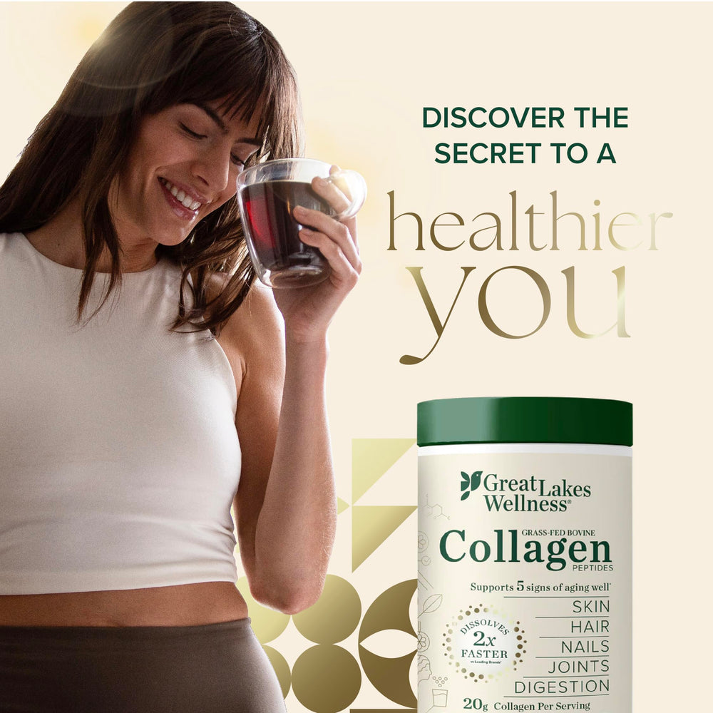 Great Lakes Wellness collagen peptides stirred into tea without altering taste
