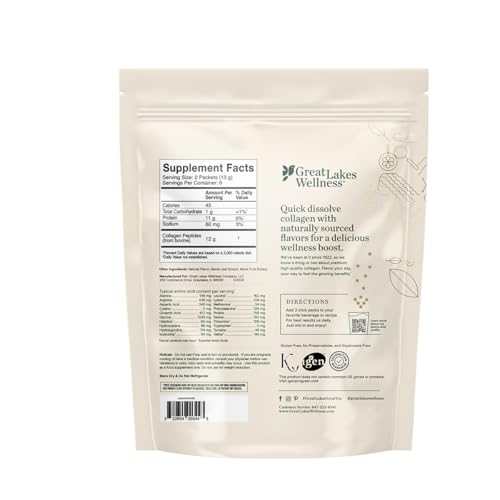 Product label for Great Lakes Wellness Collagen Peptides Powder