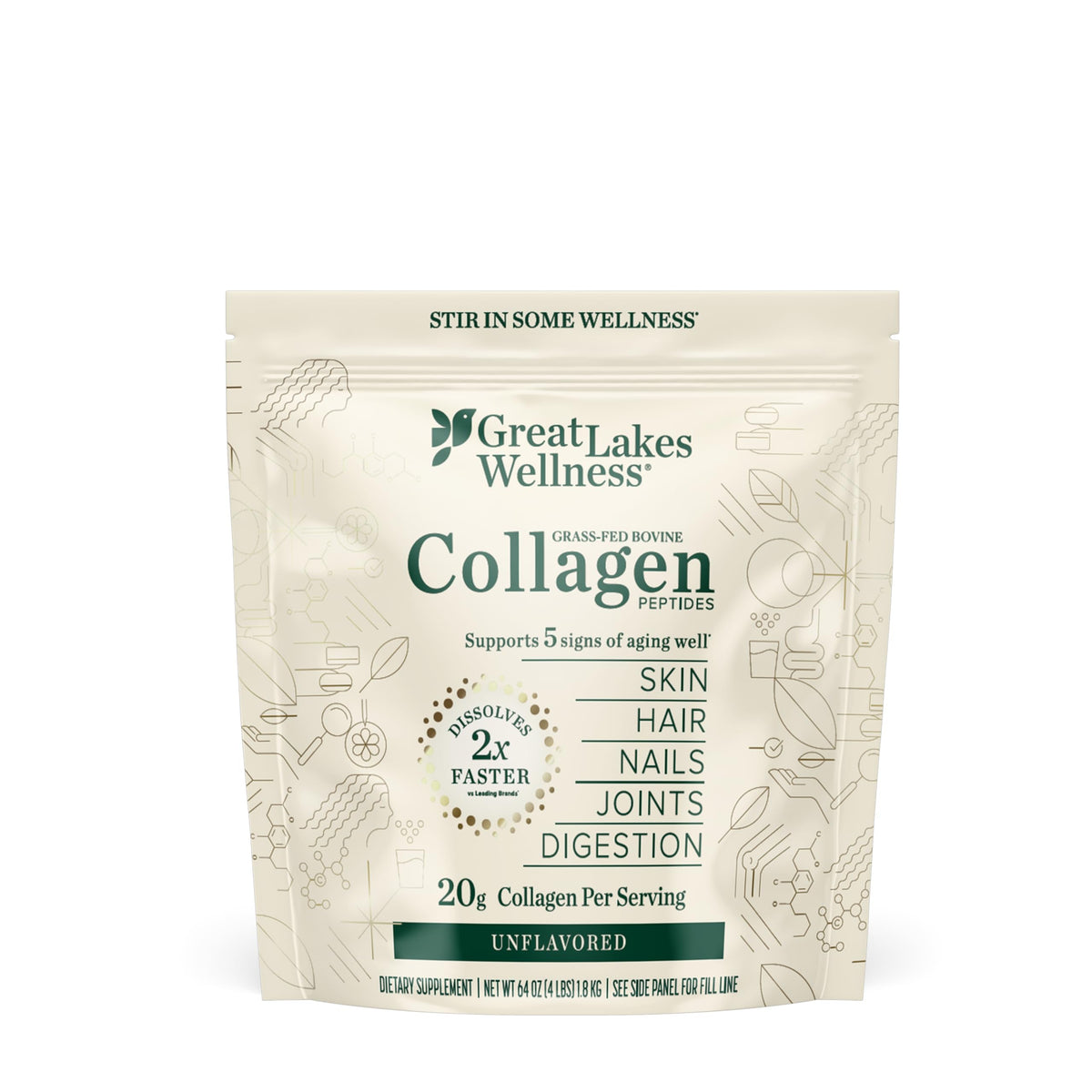 Great Lakes Wellness Collagen Peptides 4 lb unflavored packaging