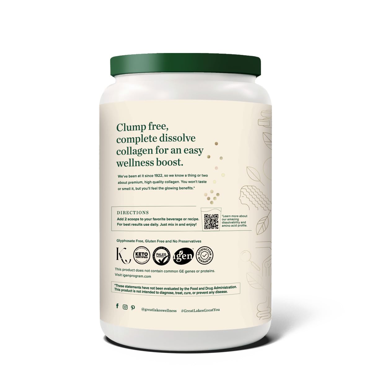 Great Lakes Wellness collagen powder dissolving in a beverage with smooth texture.