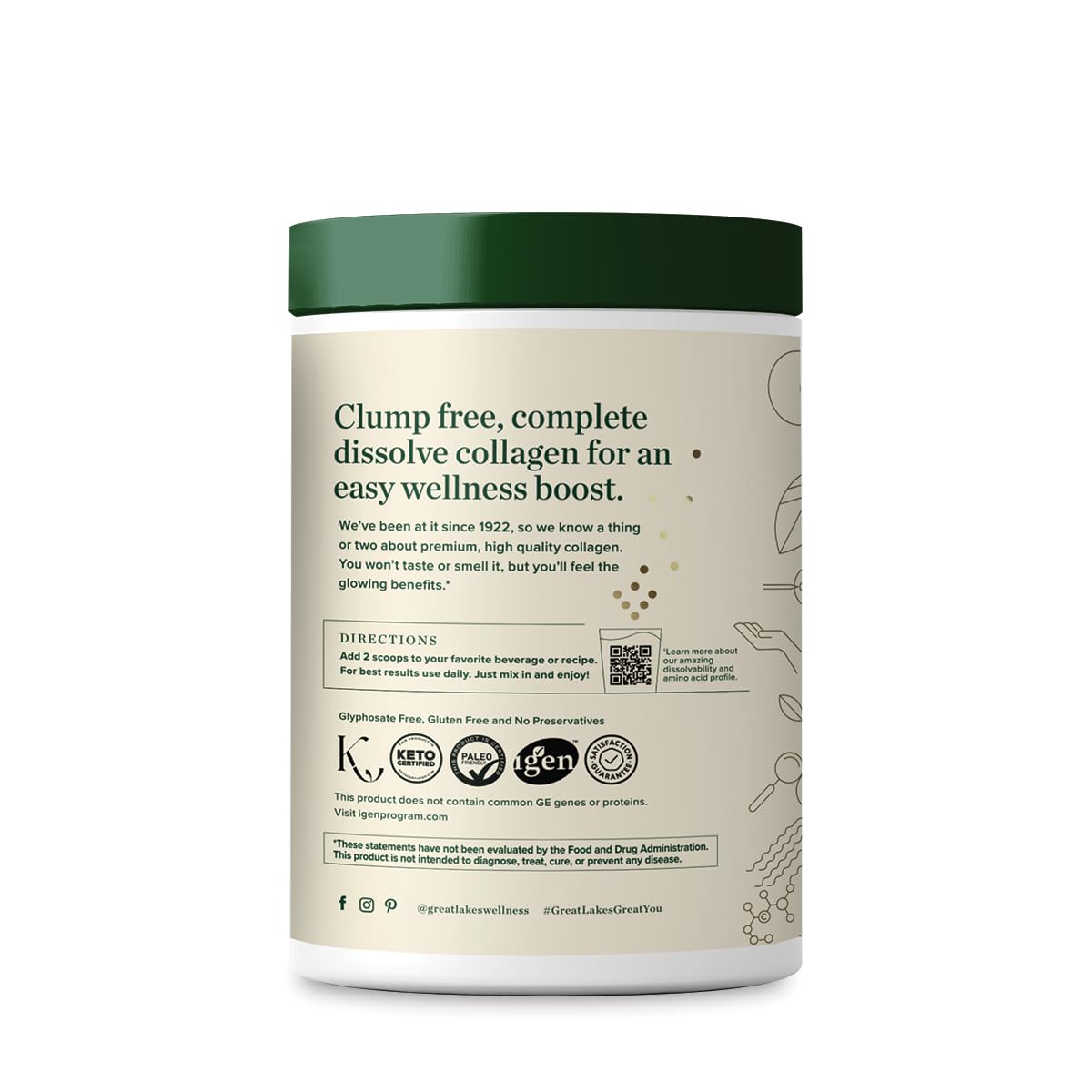 Unflavored hydrolyzed collagen powder dissolving in water