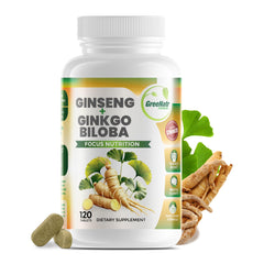 GreeNatr Ginkgo Biloba & Panax Ginseng bottle – 120 tablets