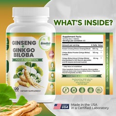 Nutrition facts panel on GreeNatr supplement bottle