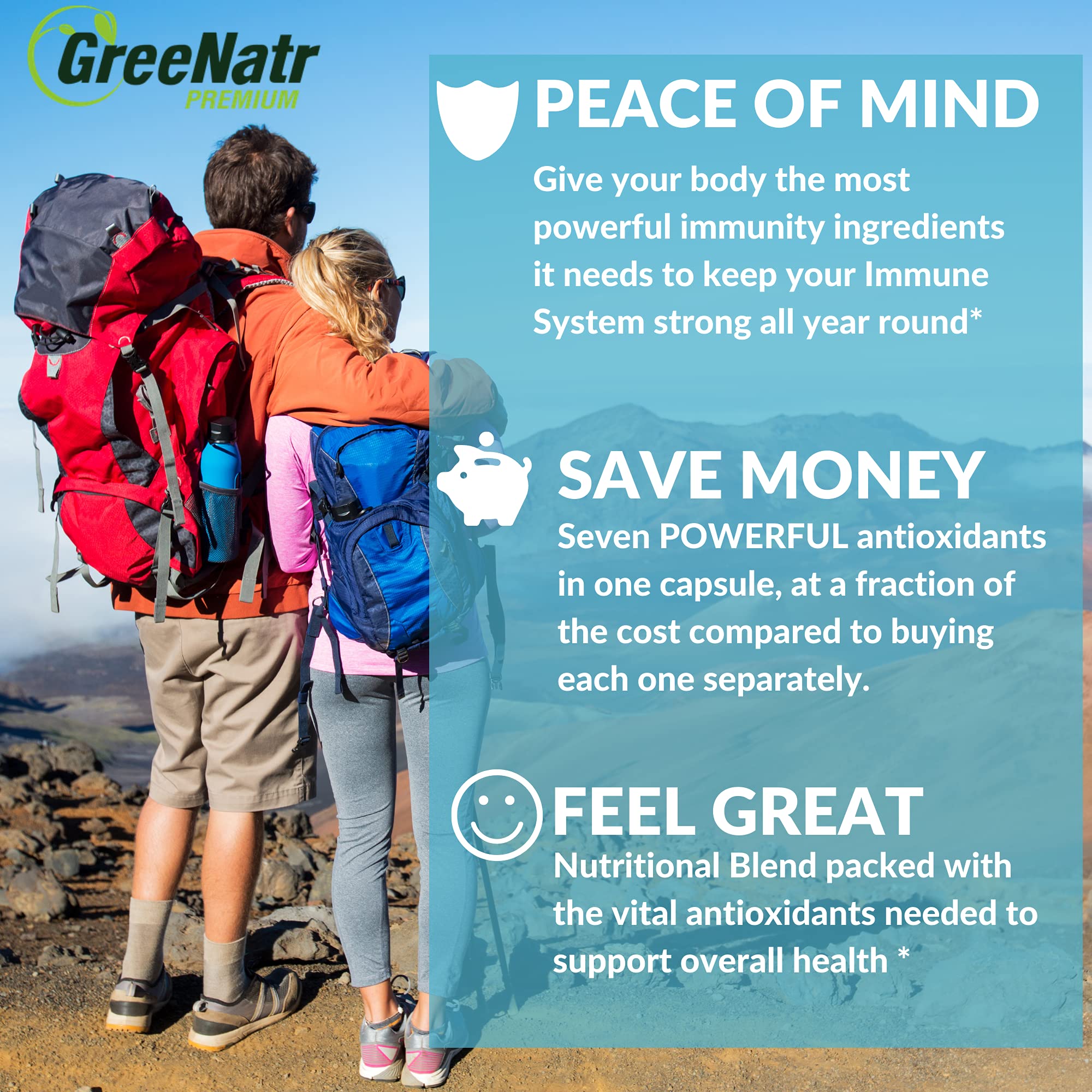 Graphic showing GreeNatr Immune Support ingredients