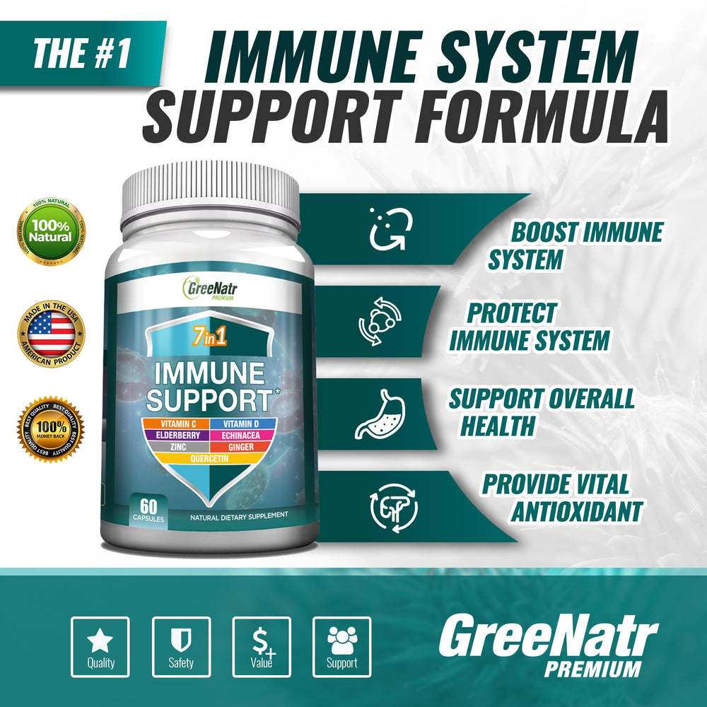 Three bottles of GreeNatr Immune Support for complete immune defense