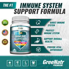 Three bottles of GreeNatr Immune Support for complete immune defense