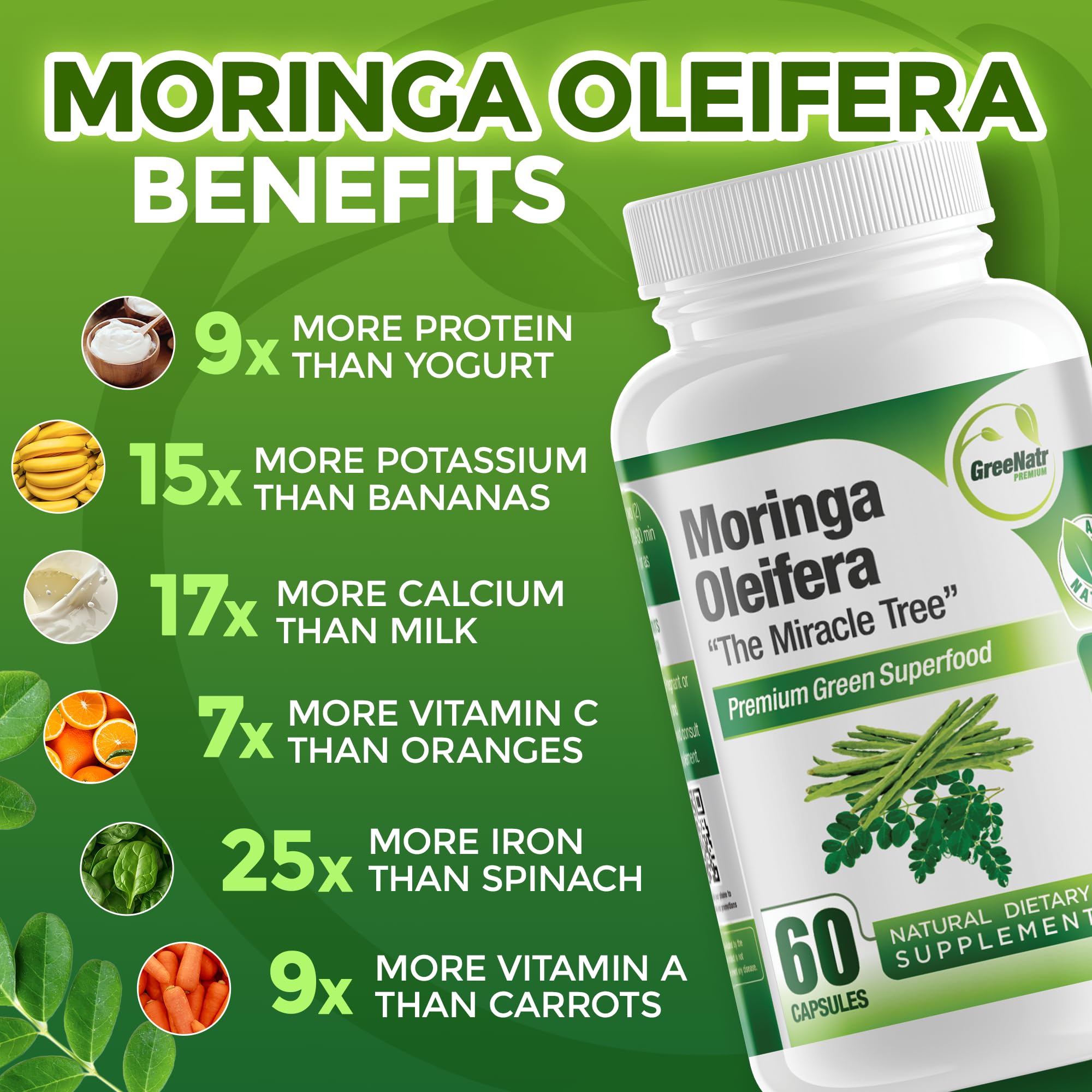 Illustration of vitamins and minerals in Moringa