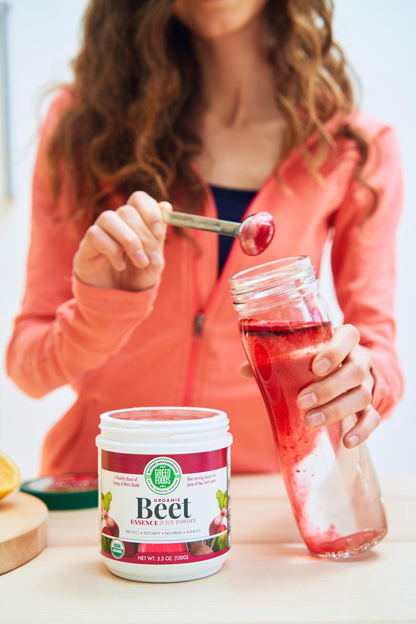 Infographic-style icon on packaging highlighting beet extract