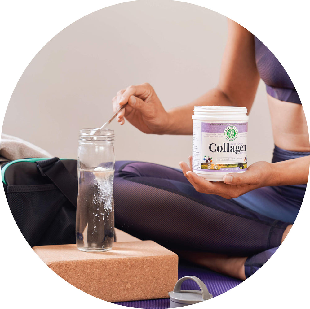 Texture of collagen powder close-up