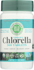 Green Foods Organic Chlorella bottle label showing 200 mg per serving